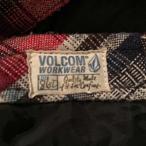 Volcom Boys Workwear Plaid Quilted Lined Shacket Red/ Blue Size Small - Picture 15 of 16